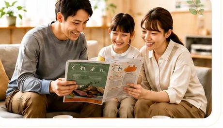 家族でくれよんを読む様子